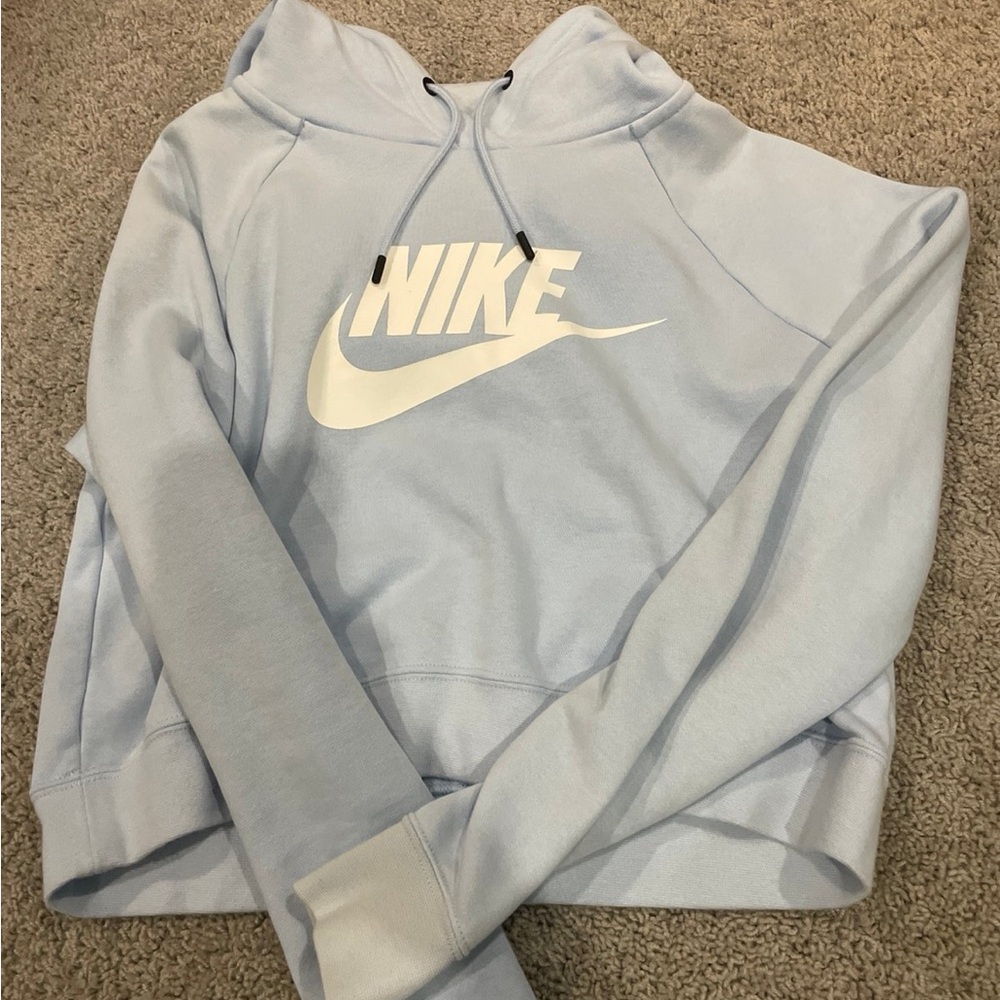 Nike baby blue cropped hoodie